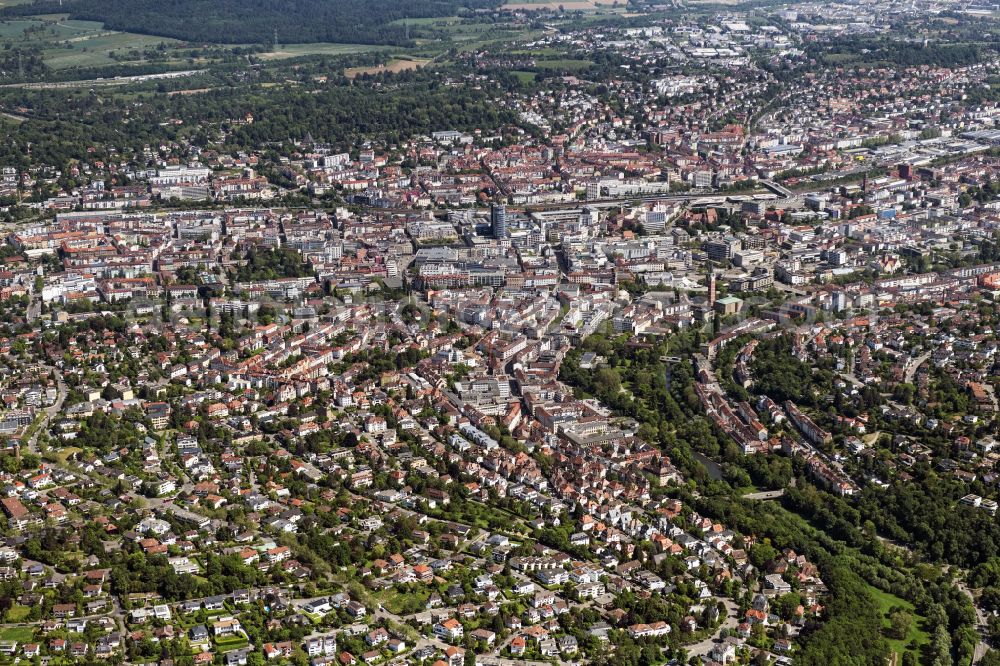 Pforzheim from the bird's eye view: The city center in the downtown area in Pforzheim in the state Baden-Wurttemberg, Germany