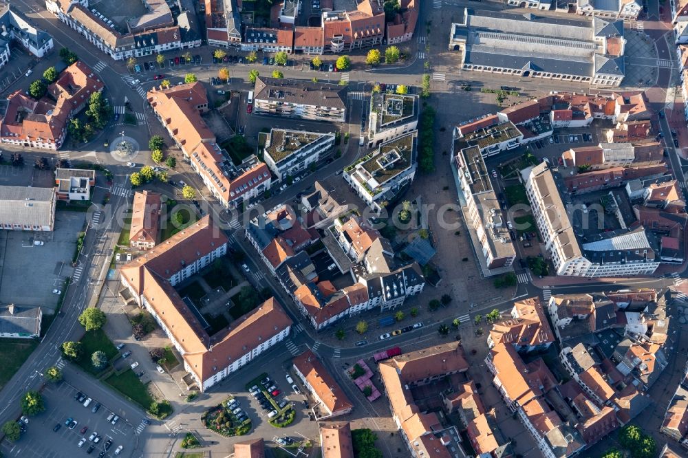 Haguenau from above - The city center in the downtown area on Place Barberousse in Haguenau in Grand Est, France