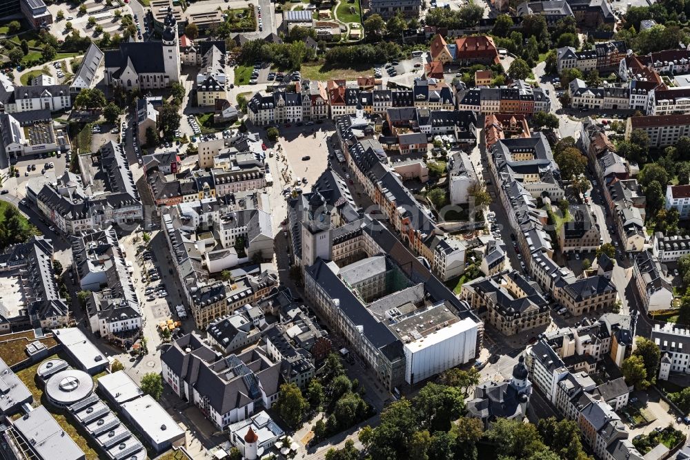 Aerial photograph Plauen - The city center in the downtown area in Plauen in the state Saxony, Germany
