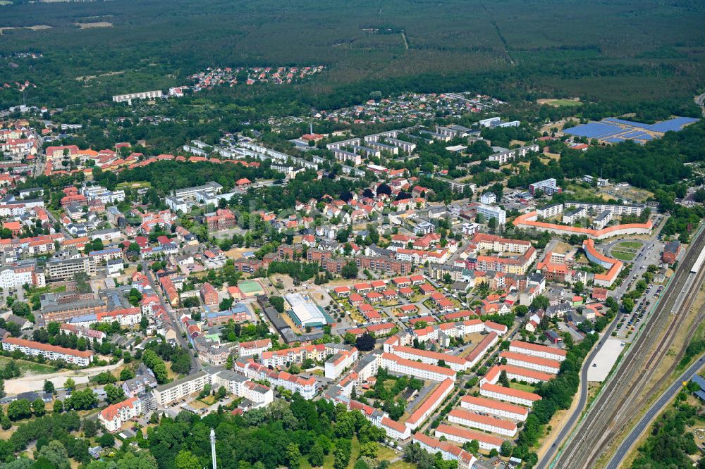 Rathenow from the bird's eye view: The city center in the downtown area in Rathenow in the state Brandenburg, Germany
