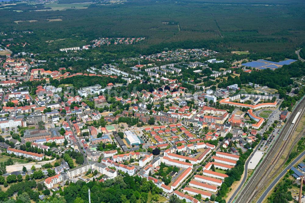 Aerial image Rathenow - The city center in the downtown area in Rathenow in the state Brandenburg, Germany