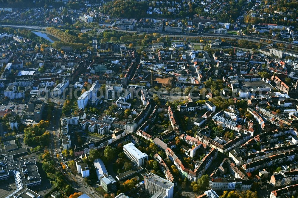 Saarbrücken from above - The city center in the downtown area in the district Sankt Johann in Saarbruecken in the state Saarland, Germany