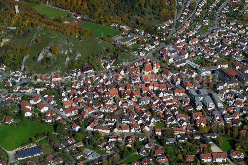 Aerial photograph Schelklingen - The city center in the downtown area in Schelklingen in the state Baden-Wuerttemberg, Germany