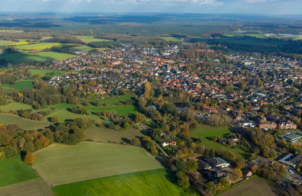 Schermbeck from above - the city center in the downtown area in Schermbeck in the state North Rhine-Westphalia, Germany