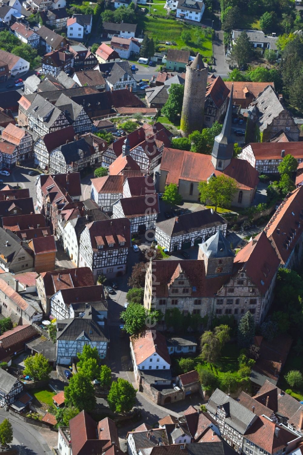 Aerial image Schlitz - The city center in the downtown area in Schlitz in the state Hesse, Germany