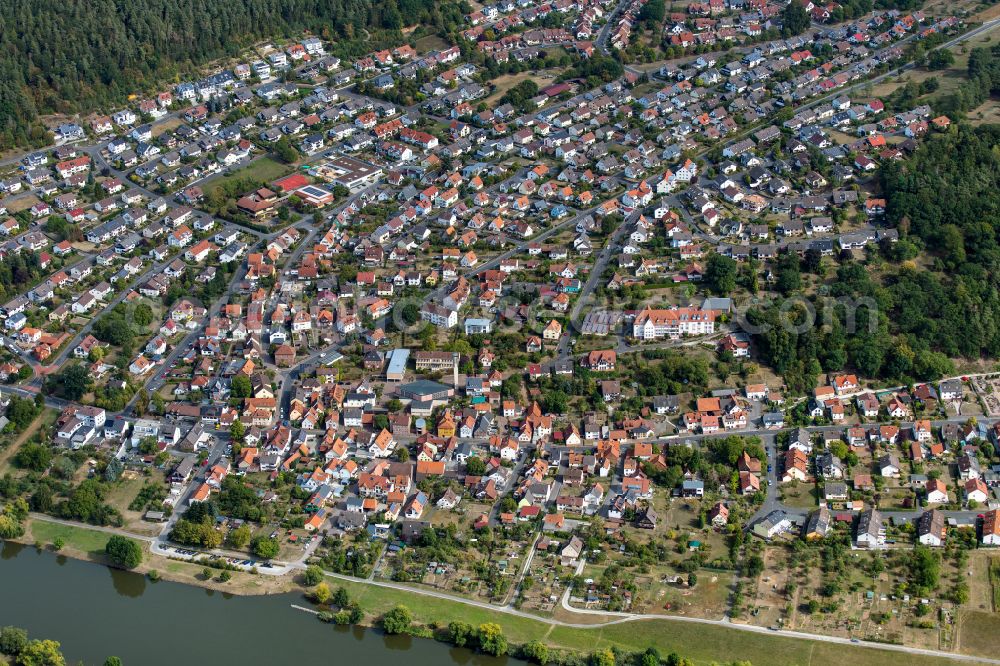 Aerial image Sendelbach - The city center in the downtown area in Sendelbach in the state Bavaria, Germany