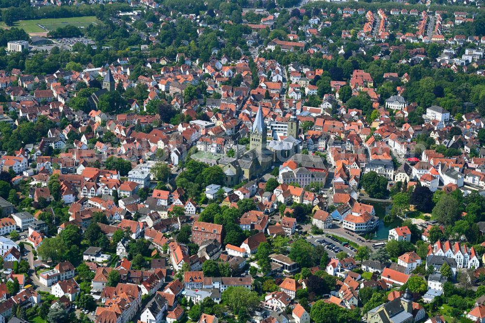 Soest from above - The city center in the downtown area in Soest in the state North Rhine-Westphalia, Germany