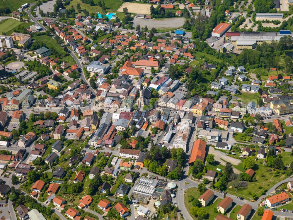 Solla from above - The city center in the downtown area in Solla in the state Bavaria, Germany