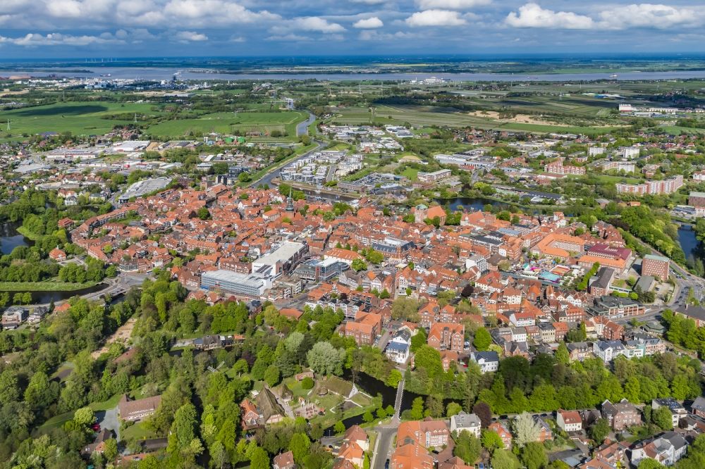 Stade from above - The city center in the downtown area in Stade in the state Lower Saxony