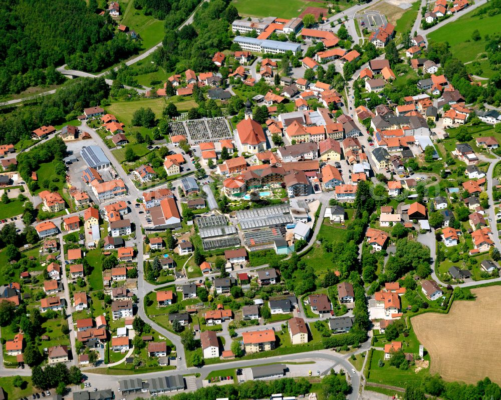 Steinerleinbach from above - The city center in the downtown area in Steinerleinbach in the state Bavaria, Germany