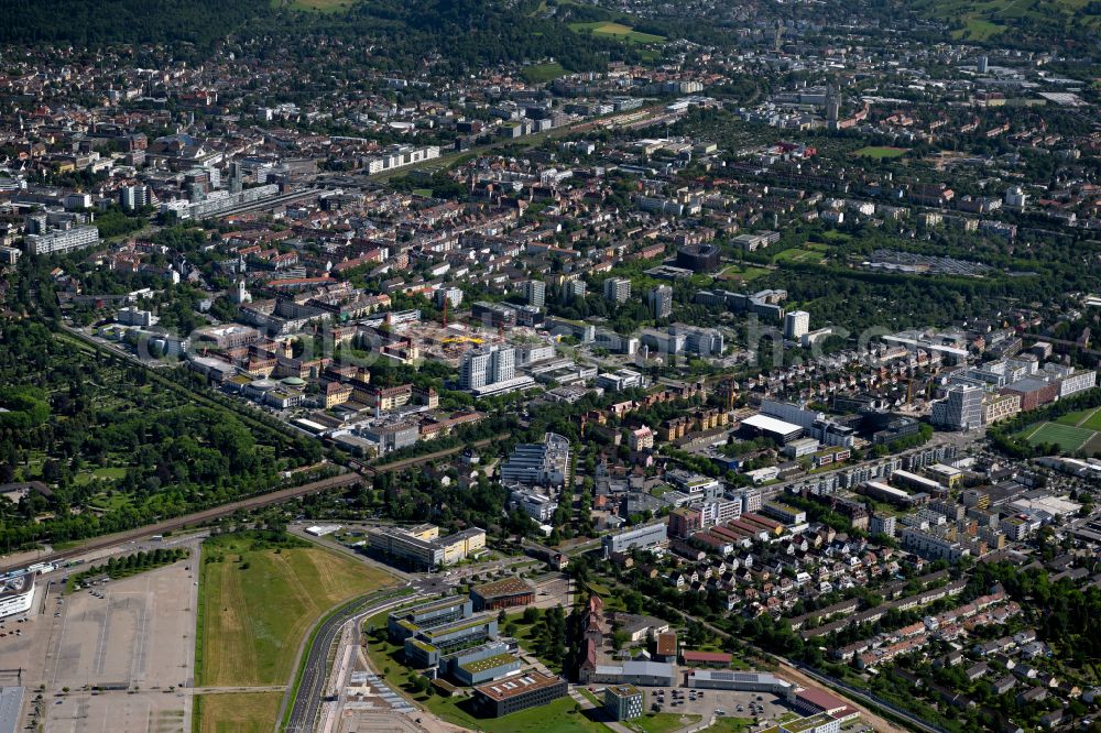 Stühlinger from above - The city center in the downtown area in Stühlinger in the state Baden-Wuerttemberg, Germany