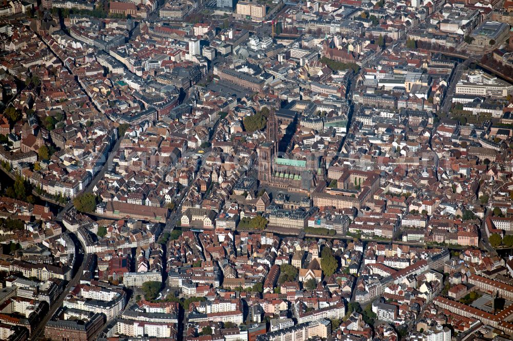 Strasbourg from above - The city center in the downtown area in Strasbourg in Grand Est, France