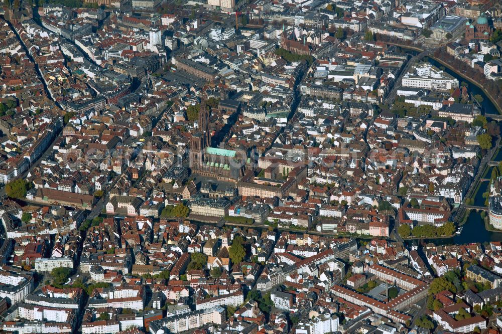 Strasbourg from the bird's eye view: The city center in the downtown area in Strasbourg in Grand Est, France
