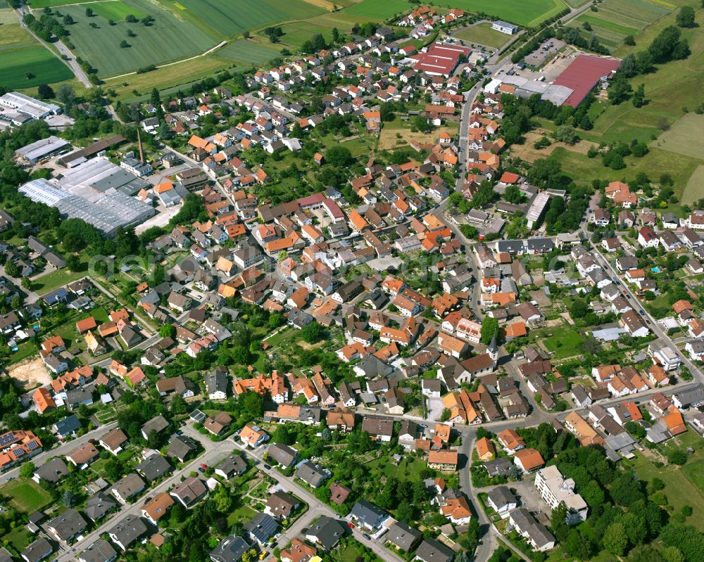 Aerial photograph Stupferich - The city center in the downtown area in Stupferich in the state Baden-Wuerttemberg, Germany