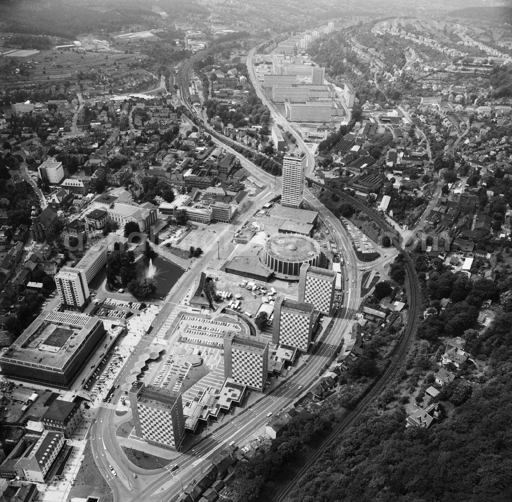 Aerial image Suhl - City centre in the city centre area in wallowing in the federal state Thuringia in the area of the former German democratic republic (GDR)