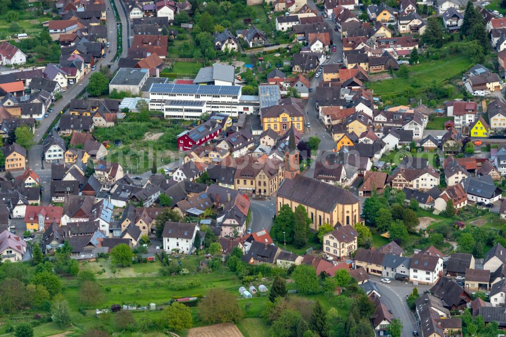 Sulz from the bird's eye view: the city center in the downtown area in Sulz in the state Baden-Wuerttemberg, Germany
