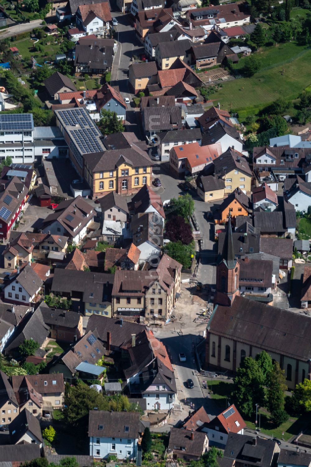 Sulz from above - the city center in the downtown area in Sulz in the state Baden-Wuerttemberg, Germany