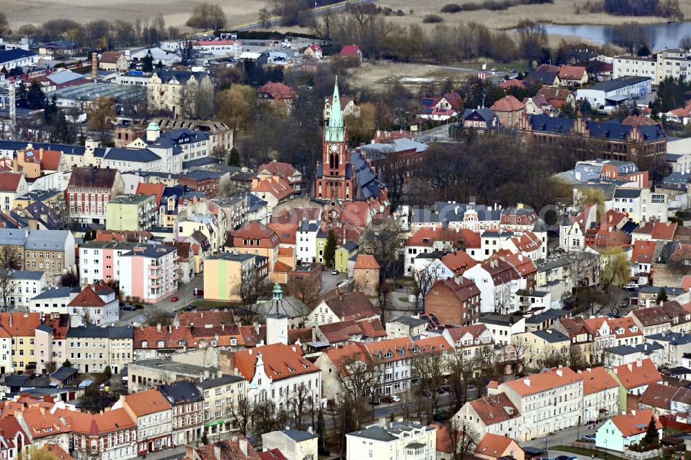 Swiebodzin from above - The city center in the downtown area in Swiebodzin in Lubuskie Lebus, Poland