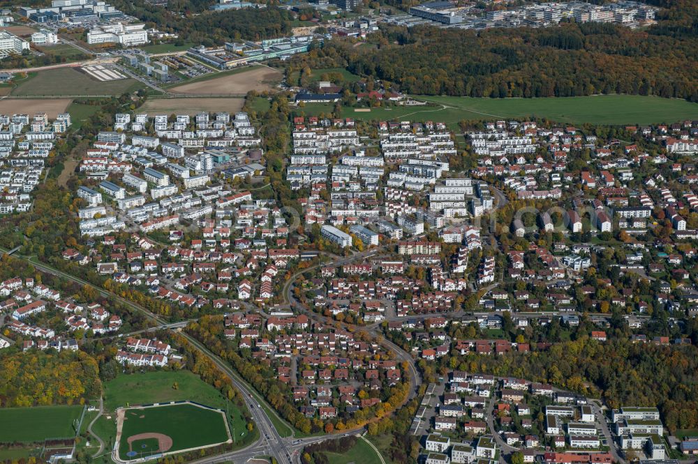 Thalfingen from above - The city center in the downtown area in Thalfingen in the state Baden-Wuerttemberg, Germany