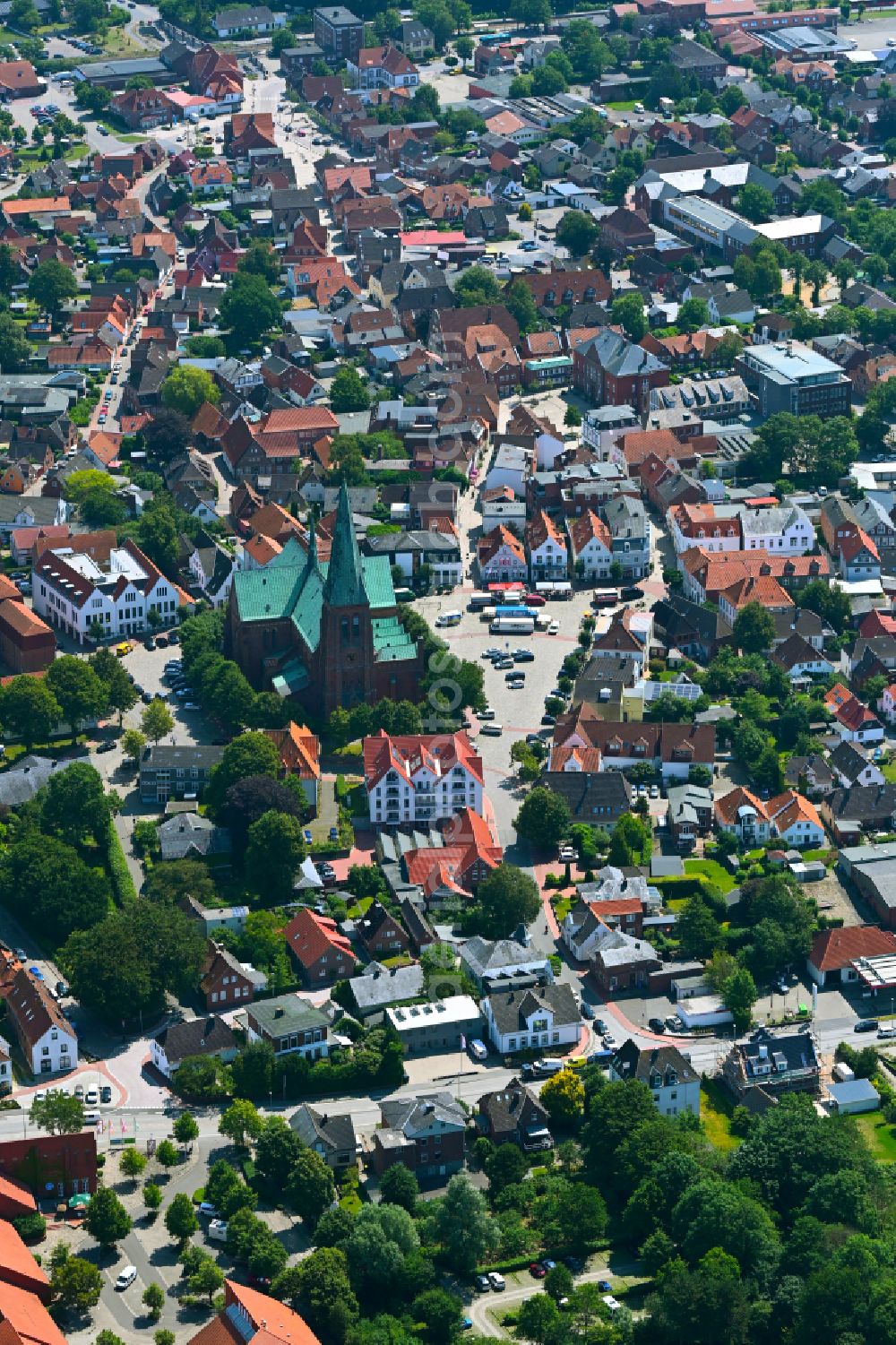 Thalingburen from above - The city center in the downtown area in Thalingburen in the state Schleswig-Holstein, Germany