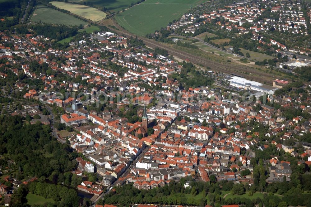 Aerial image Uelzen - The city center in the downtown area in Uelzen in the state Lower Saxony, Germany