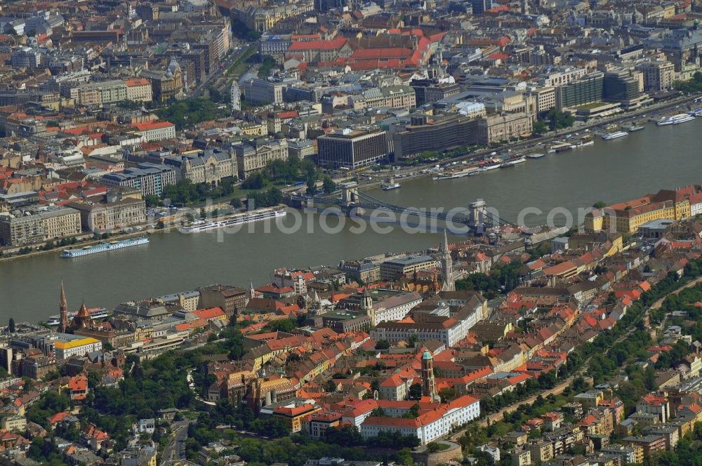 Budapest from above - City center in the downtown area on the banks of the Danube in Budapest in Hungary
