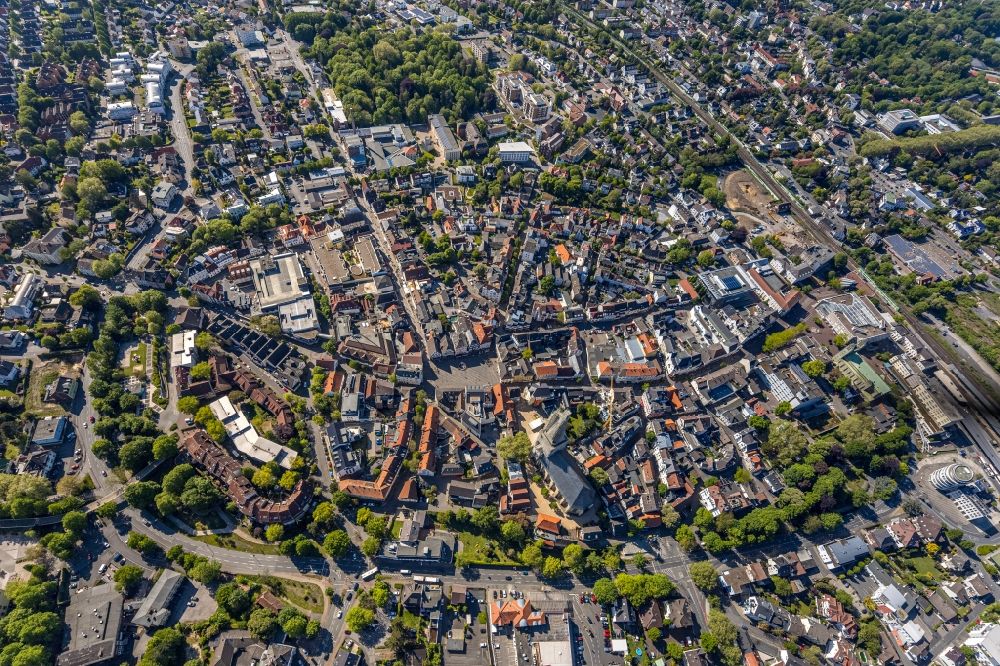 Aerial image Unna - The city center in the downtown area in Unna in the state North Rhine-Westphalia, Germany