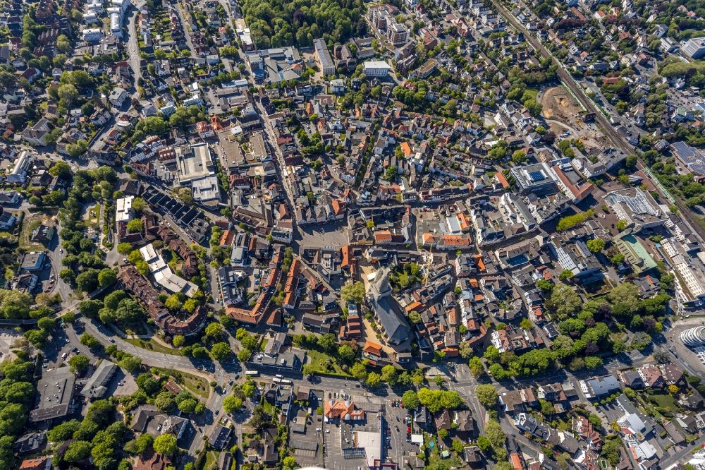 Aerial photograph Unna - The city center in the downtown area in Unna in the state North Rhine-Westphalia, Germany