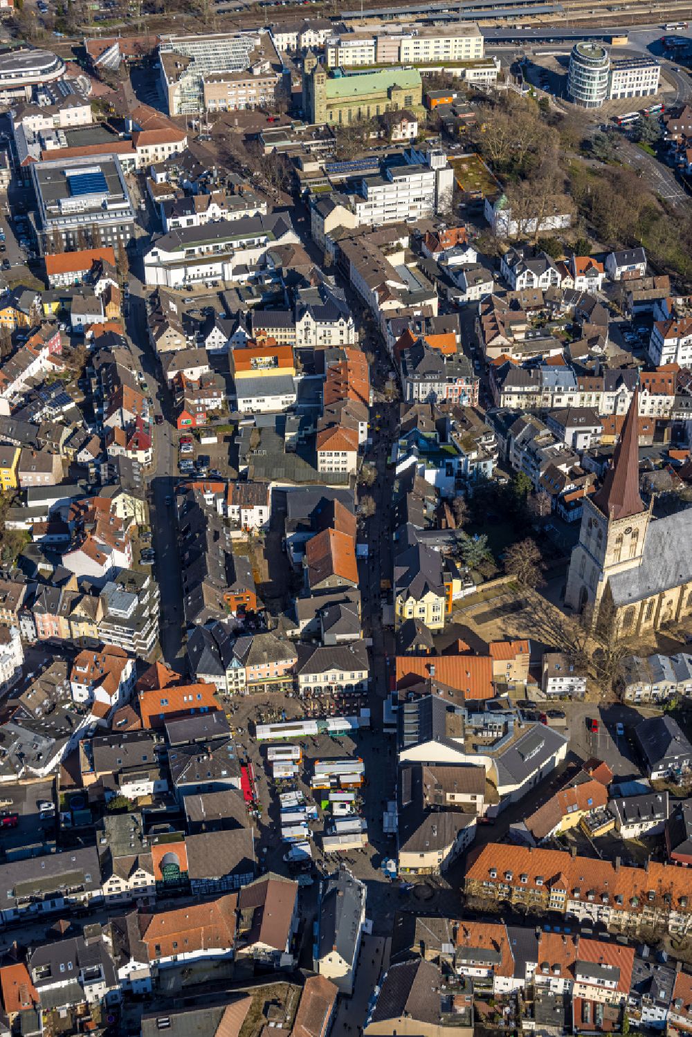 Aerial photograph Unna - the city center in the downtown area in Unna in the state North Rhine-Westphalia, Germany