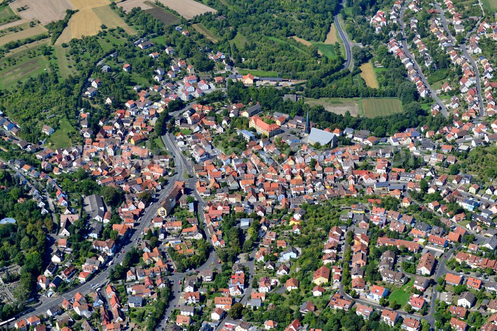 Versbach from the bird's eye view: The city center in the downtown area in Versbach in the state Bavaria, Germany