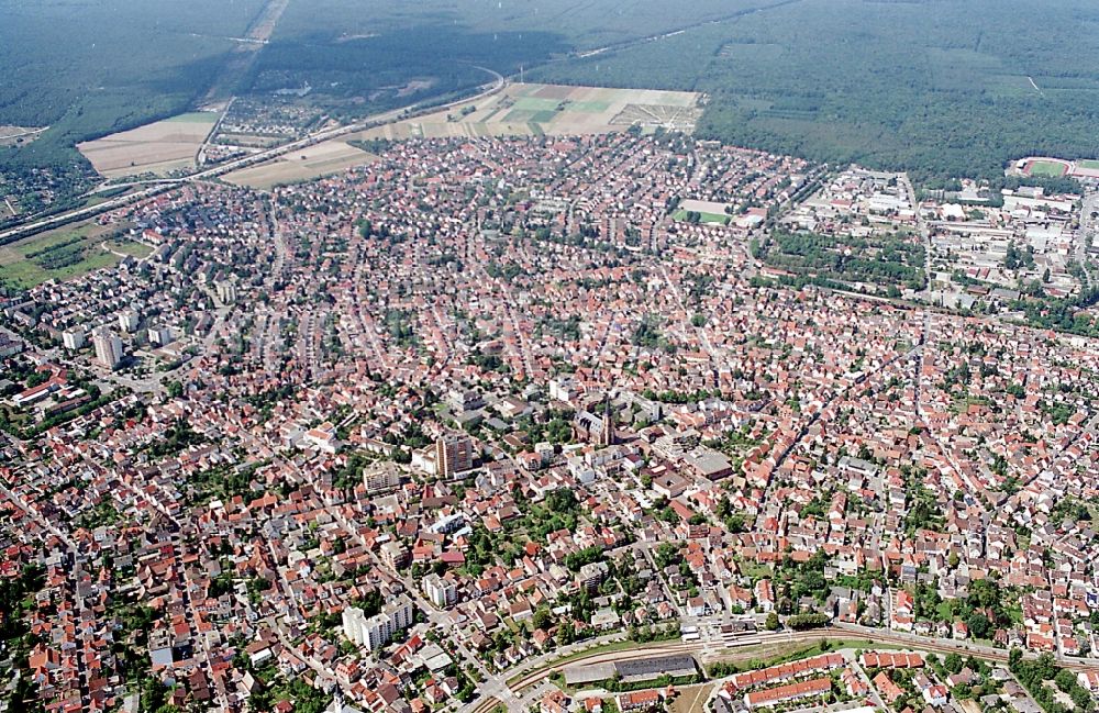 Viernheim from the bird's eye view: The city center in the downtown area in Viernheim in the state Hesse, Germany