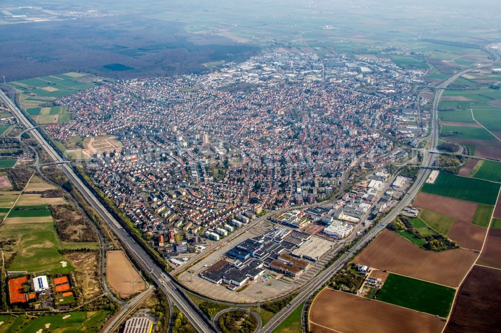 Aerial photograph Viernheim - The city center in the downtown area in Viernheim in the state Hesse, Germany