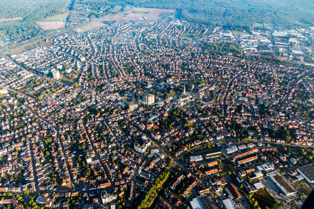 Viernheim from above - The city center in the downtown area in Viernheim in the state Hesse, Germany
