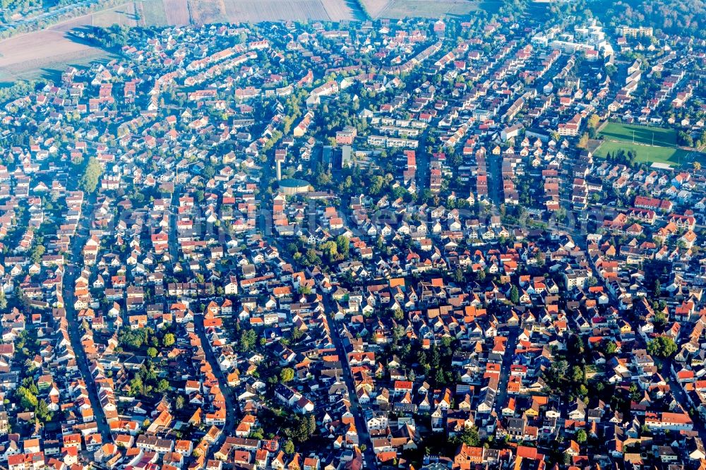 Aerial image Viernheim - The city center in the downtown area in Viernheim in the state Hesse, Germany