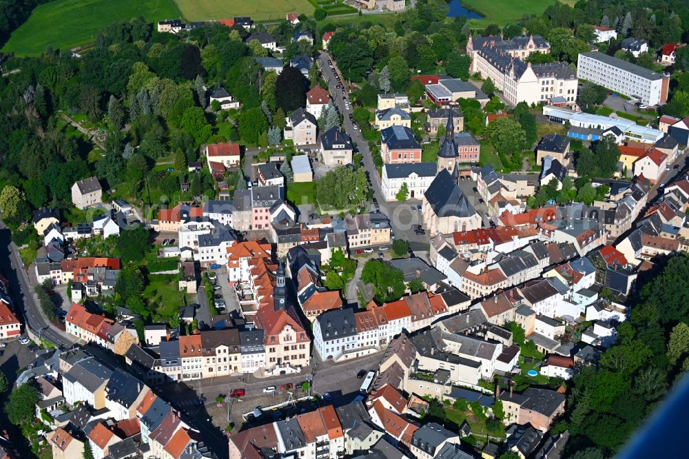 Aerial photograph Waldenburg - The city center in the downtown area in Waldenburg in the state Saxony, Germany