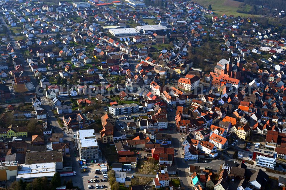 Aerial image Walldürn - The city center in the downtown area in Wallduern in the state Baden-Wuerttemberg, Germany