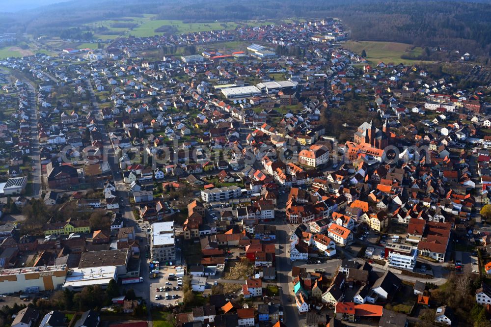 Aerial photograph Walldürn - The city center in the downtown area in Wallduern in the state Baden-Wuerttemberg, Germany