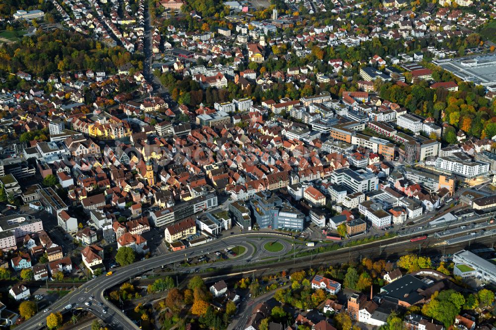 Aerial image Wasseralfingen - The city center in the downtown area in Wasseralfingen in the state Baden-Wuerttemberg, Germany
