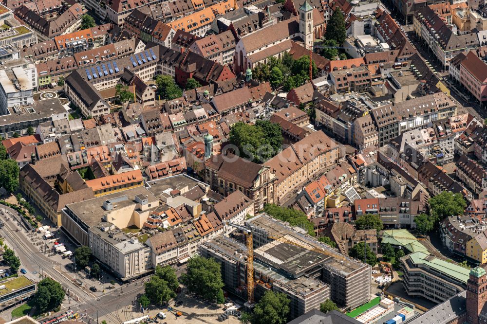 Freiburg im Breisgau from above - The city center in the downtown area on Werthmannstrasse - Bertoldstrasse in Freiburg im Breisgau in the state Baden-Wurttemberg, Germany