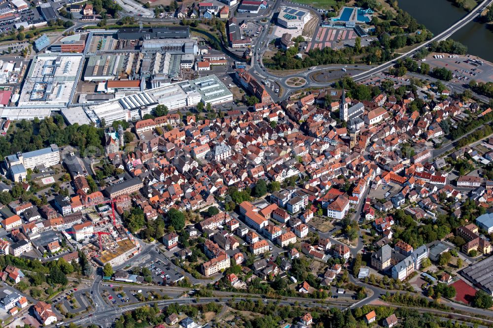 Aerial photograph Wombach - The city center in the downtown area in Wombach in the state Bavaria, Germany