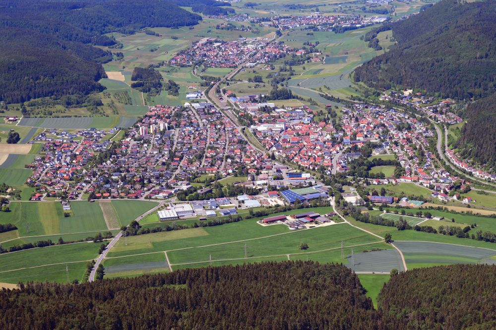 Aerial image Wurmlingen - The city center in the downtown area in Wurmlingen in the state Baden-Wuerttemberg, Germany