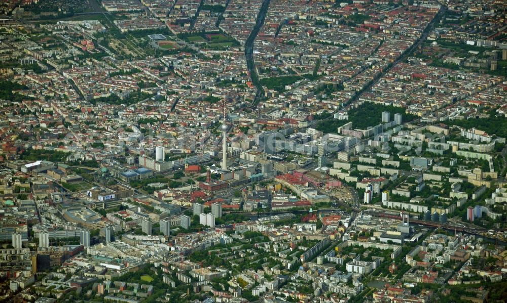 Berlin from the bird's eye view: The city center in the downtown area in Berlin, Germany