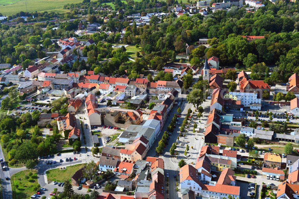 Zossen from the bird's eye view: The city center in the downtown area on street Baruther Strasse in Zossen in the state Brandenburg, Germany