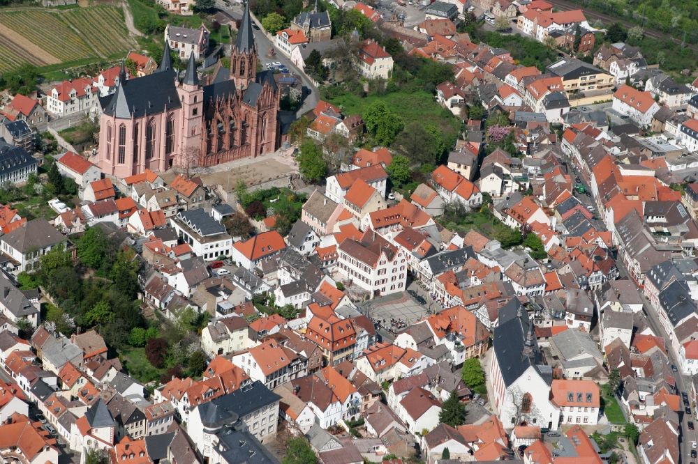 Oppenheim from above - City center to the Gotic St. Catherine ' s Church in Oppenheim in Rhineland-Palatinate