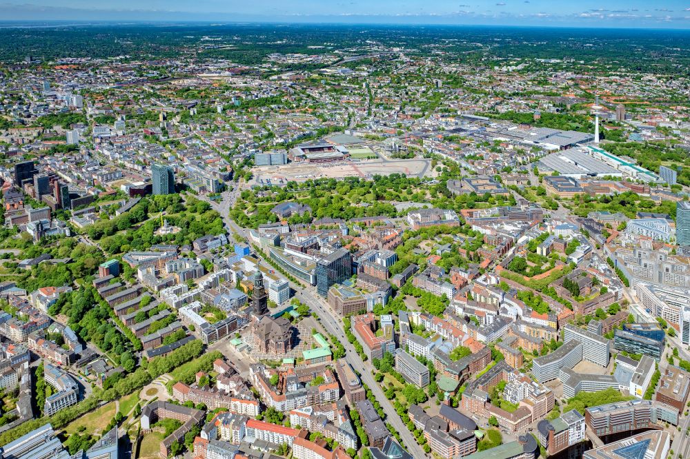 Aerial image Hamburg - Downtown area and old city centre in Hamburg
