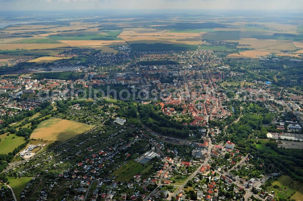 Delitzsch from the bird's eye view: View at city center and outlying areas of Delitzsch in Saxony