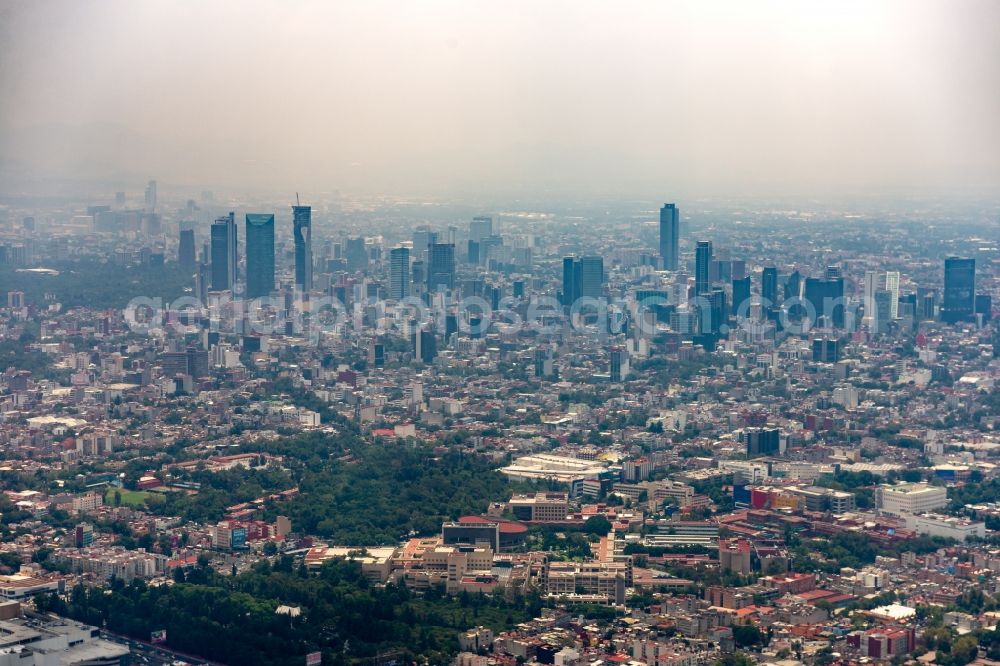 Aerial image Ciudad de Mexico - City center with the skyline in the downtown area in Ciudad de Mexico in Mexico