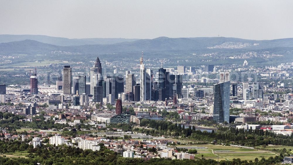 Frankfurt am Main from above - City center with the skyline in the downtown area in Frankfurt in the state Hesse, Germany