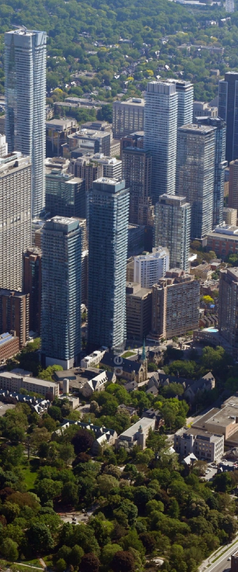 Aerial image Toronto - City center with the skyline in the downtown area in the district Church and Wellesley in Toronto in Ontario, Canada