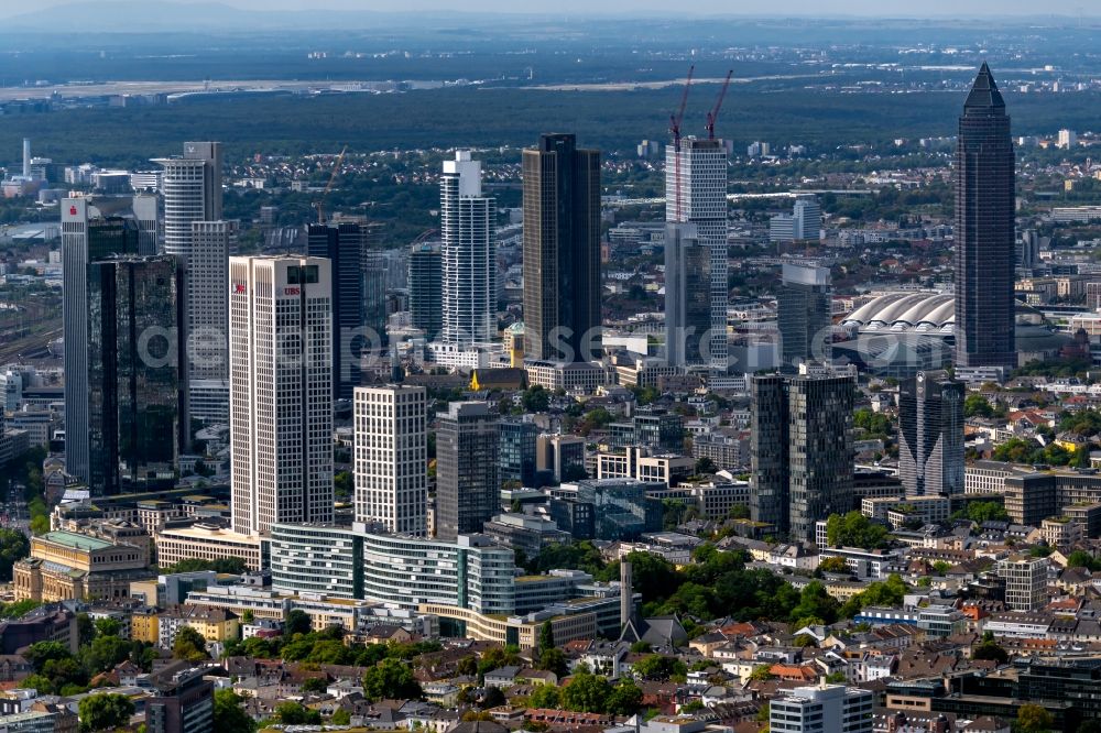 Aerial photograph Frankfurt am Main - City center with the skyline in the downtown area in the district Innenstadt in Frankfurt in the state Hesse, Germany